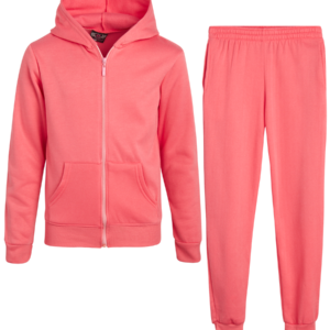2 Piece Fleece Solid Full Zip Hoodie and Sweatpants