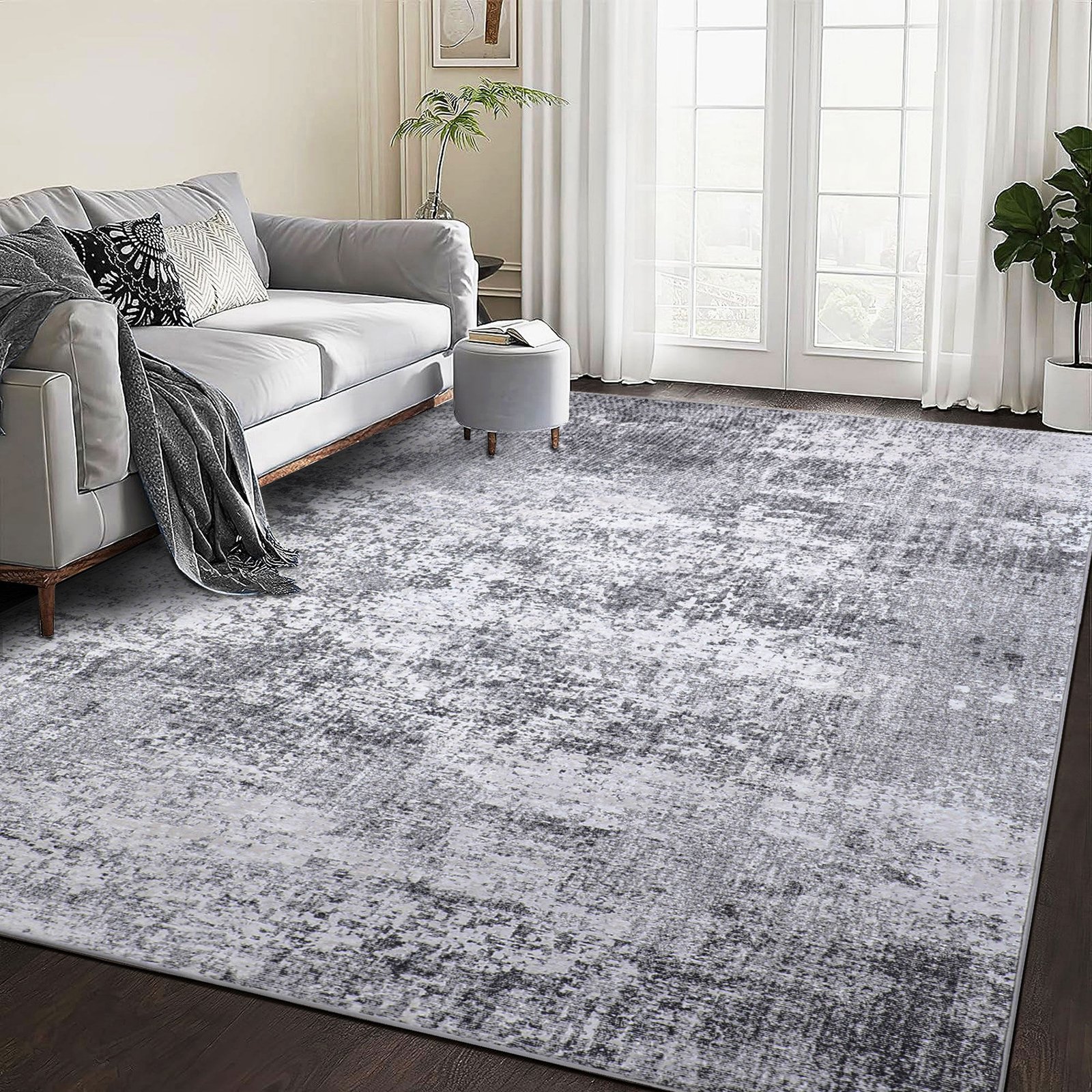 BERTHMEER Neutral Gray Abstract Rug - Image 4