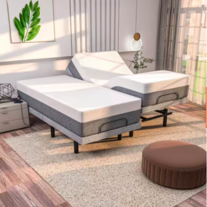 Black Wood Frame King Upholstered Platform Bed with Oversize Headboard, Thickened Slats, Pleating Bed Body