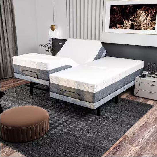 Black Wood Frame King Upholstered Platform Bed with Oversize Headboard, Thickened Slats, Pleating Bed Body - Image 2