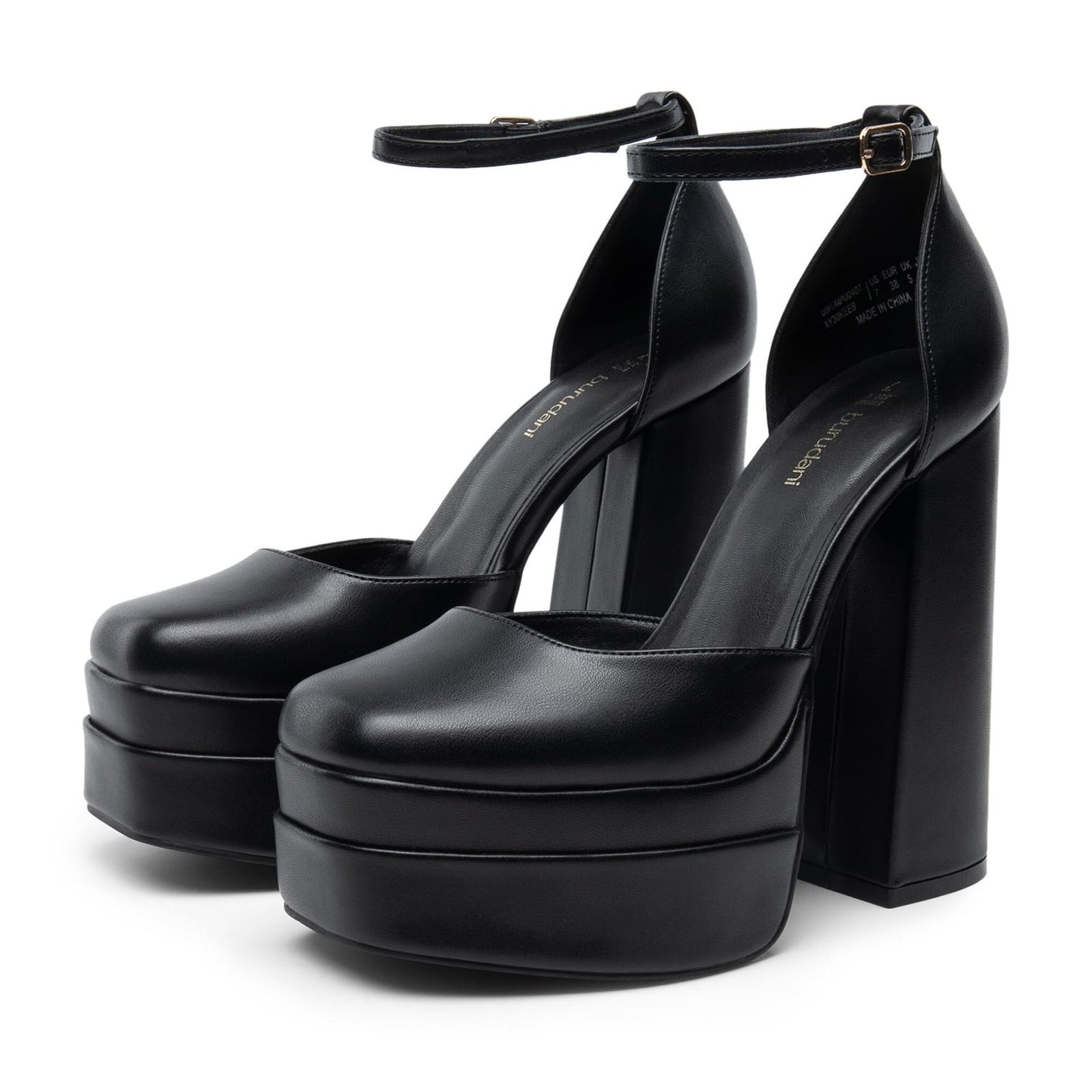 High Chunky Platform Block Square Toe Ankle Strap Shoes - Image 3