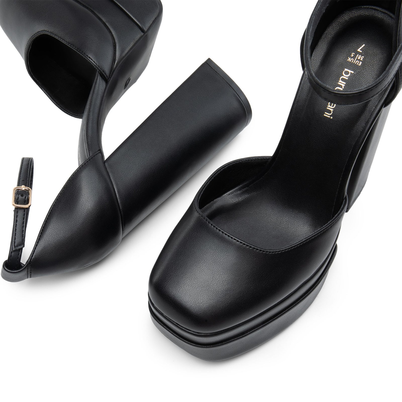 High Chunky Platform Block Square Toe Ankle Strap Shoes - Image 6