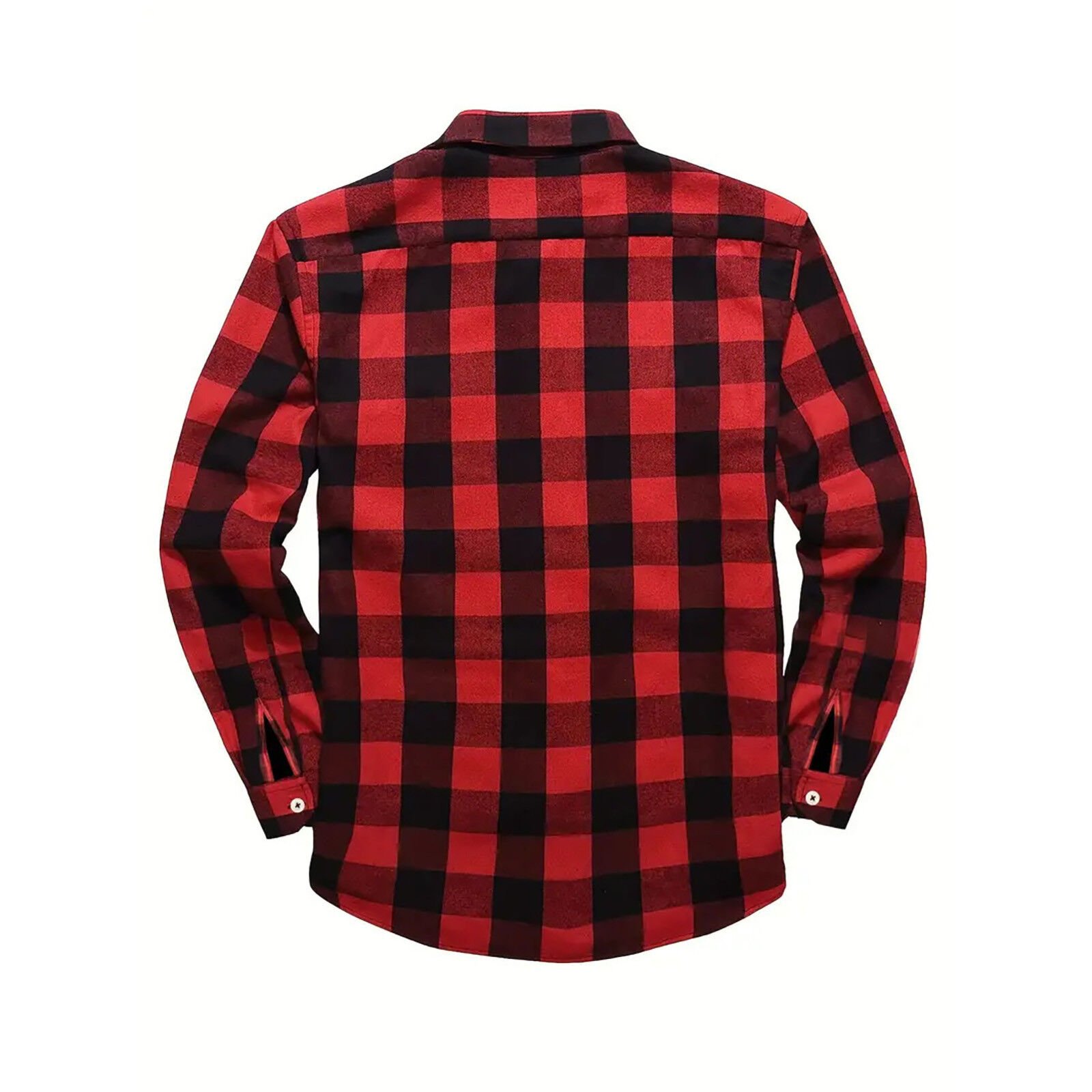 Classic Button down Regular Fit Long Sleeve Plaid Flannel Casual Shirts - Image 2