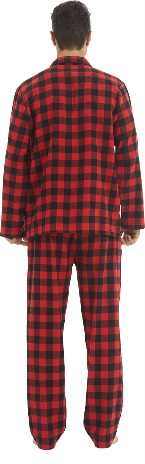 Mens Cotton Plaid Flannel Pajamas Set - Image 3