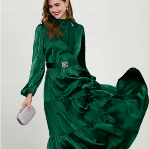 Elegant Belted Ruffle Maxi Dress