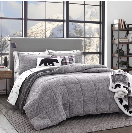 Sherwood 3-Piece Gray Solid Microsuede Comforter Set - Image 4