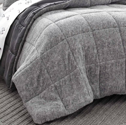 Sherwood 3-Piece Gray Solid Microsuede Comforter Set - Image 3