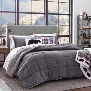 Sherwood 3-Piece Gray Solid Microsuede Comforter Set