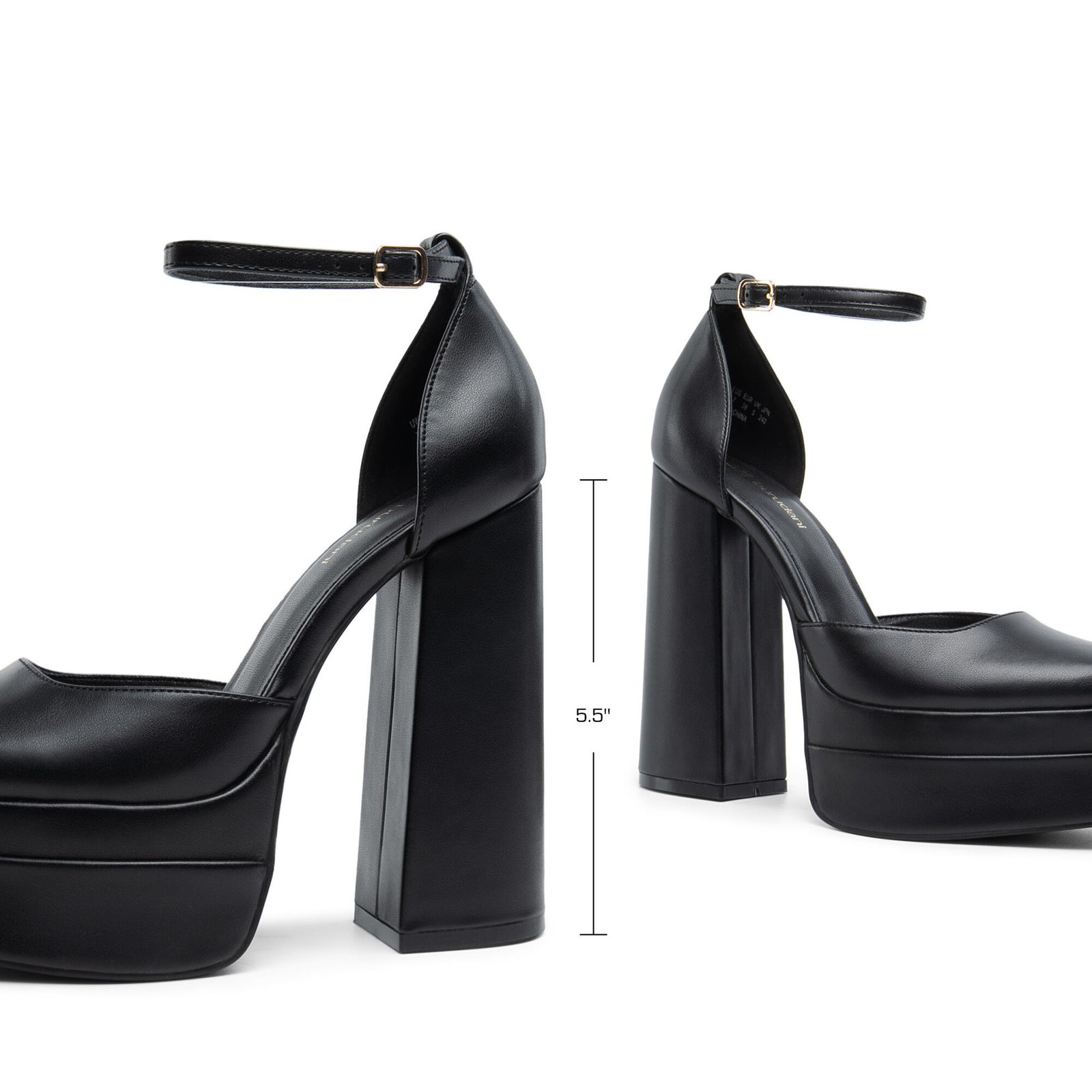 High Chunky Platform Block Square Toe Ankle Strap Shoes - Image 4