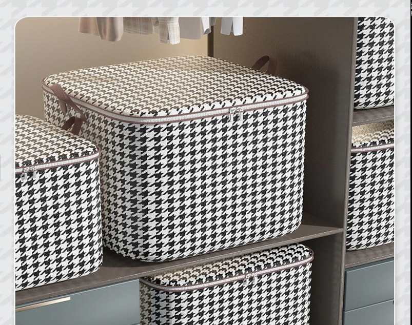 Houndstooth Pattern Foldable Fabric Storage Bag - Image 3