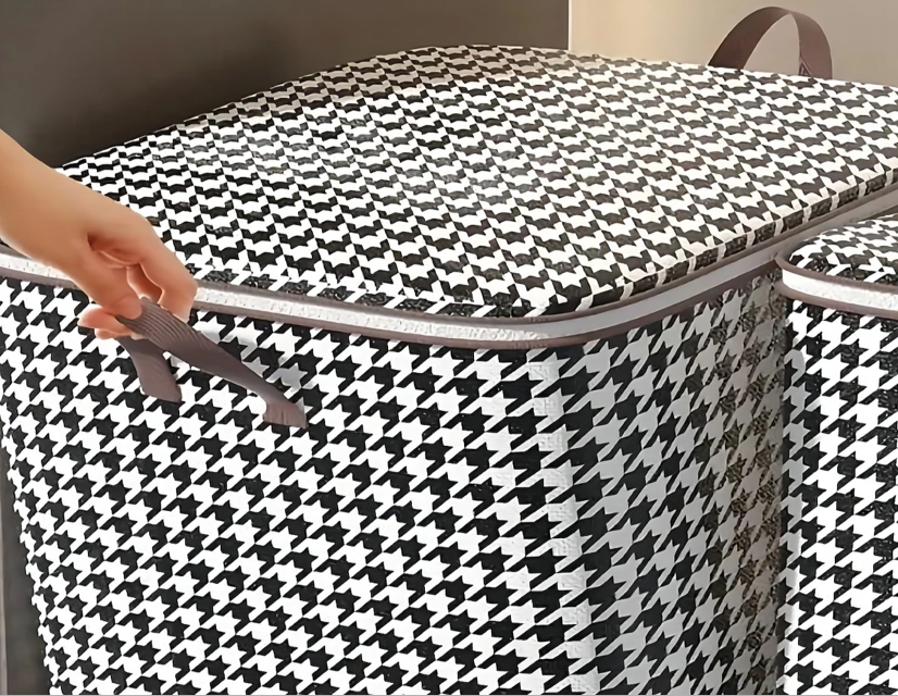 Houndstooth Pattern Foldable Fabric Storage Bag - Image 4