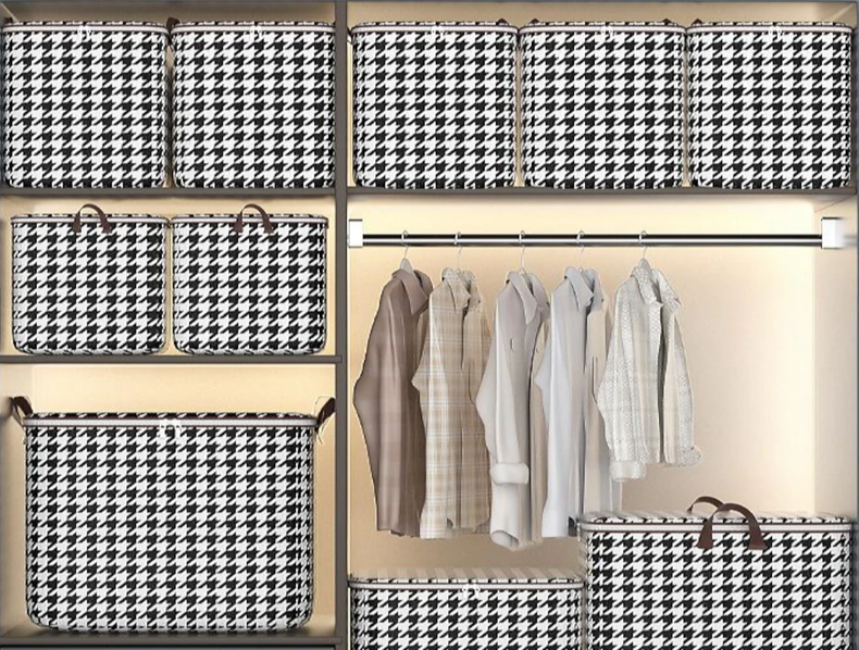 Houndstooth Pattern Foldable Fabric Storage Bag