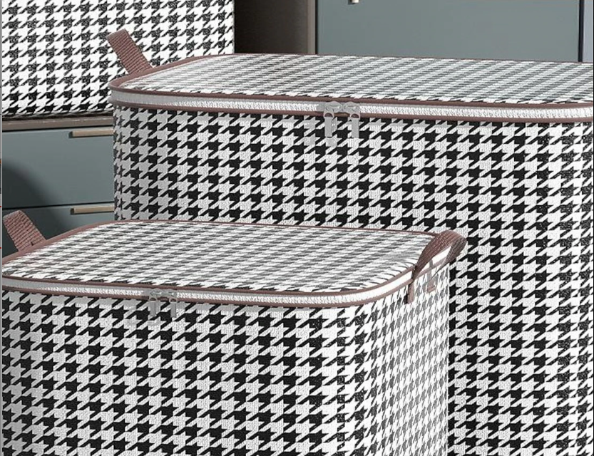 Houndstooth Pattern Foldable Fabric Storage Bag - Image 2