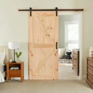 Knotty Pine Wood Interior Sliding Barn Door Slab with Hardware Kit