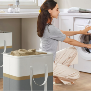 Laundry Basket Hamper with Dual Handles and Shoulder Strap