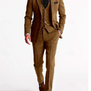 Men's 3 Piece Tweed Herringbone Suit