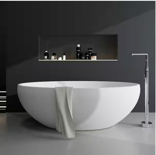 Oeno Stone Resin Freestanding Soaking Bathtub - Image 3