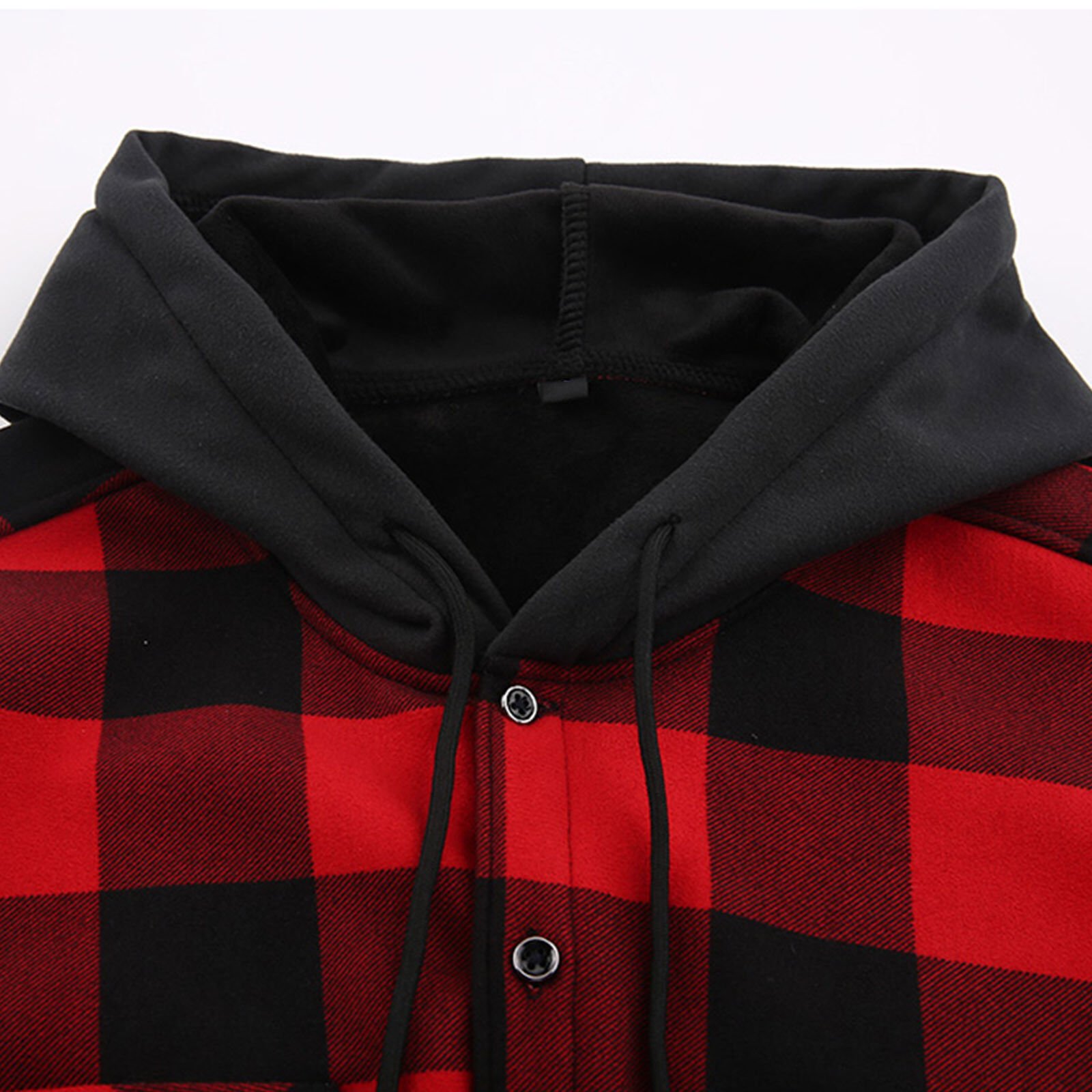 Plaid Sherpa Lined Long Sleeve Fleece Zip Up Hoodie - Image 2