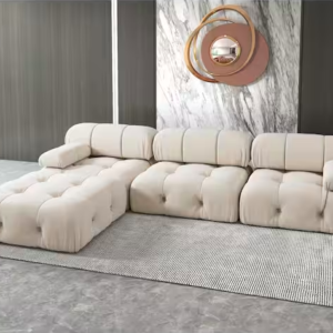 Square Arm Velvet Rectangle 3-Seater Free Combination Sofa