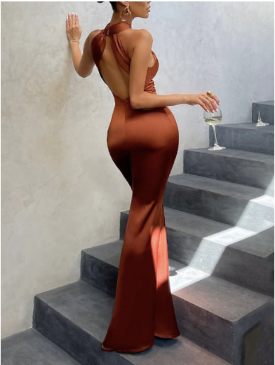 Black Formal Bodycon Backless Halter Neck Sleeveless Party Dress - Image 5