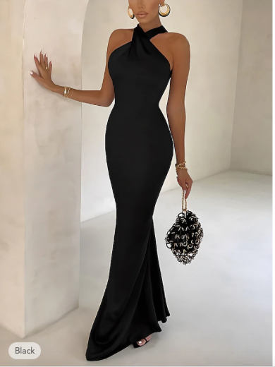 Black Formal Bodycon Backless Halter Neck Sleeveless Party Dress - Image 7