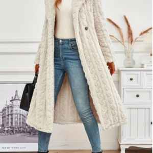 Hooded Longline Cable Knit Jacket