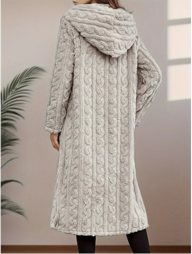 Hooded Longline Cable Knit Jacket - Image 2