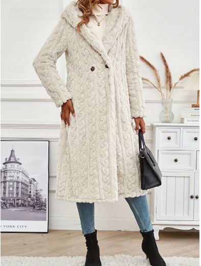 Hooded Longline Cable Knit Jacket - Image 3