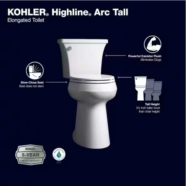 Single Flush Elongated Toilet in White - Image 3