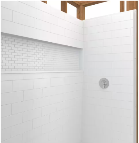 Alcove Subway Tile Shower Wall Kit in White - Image 3