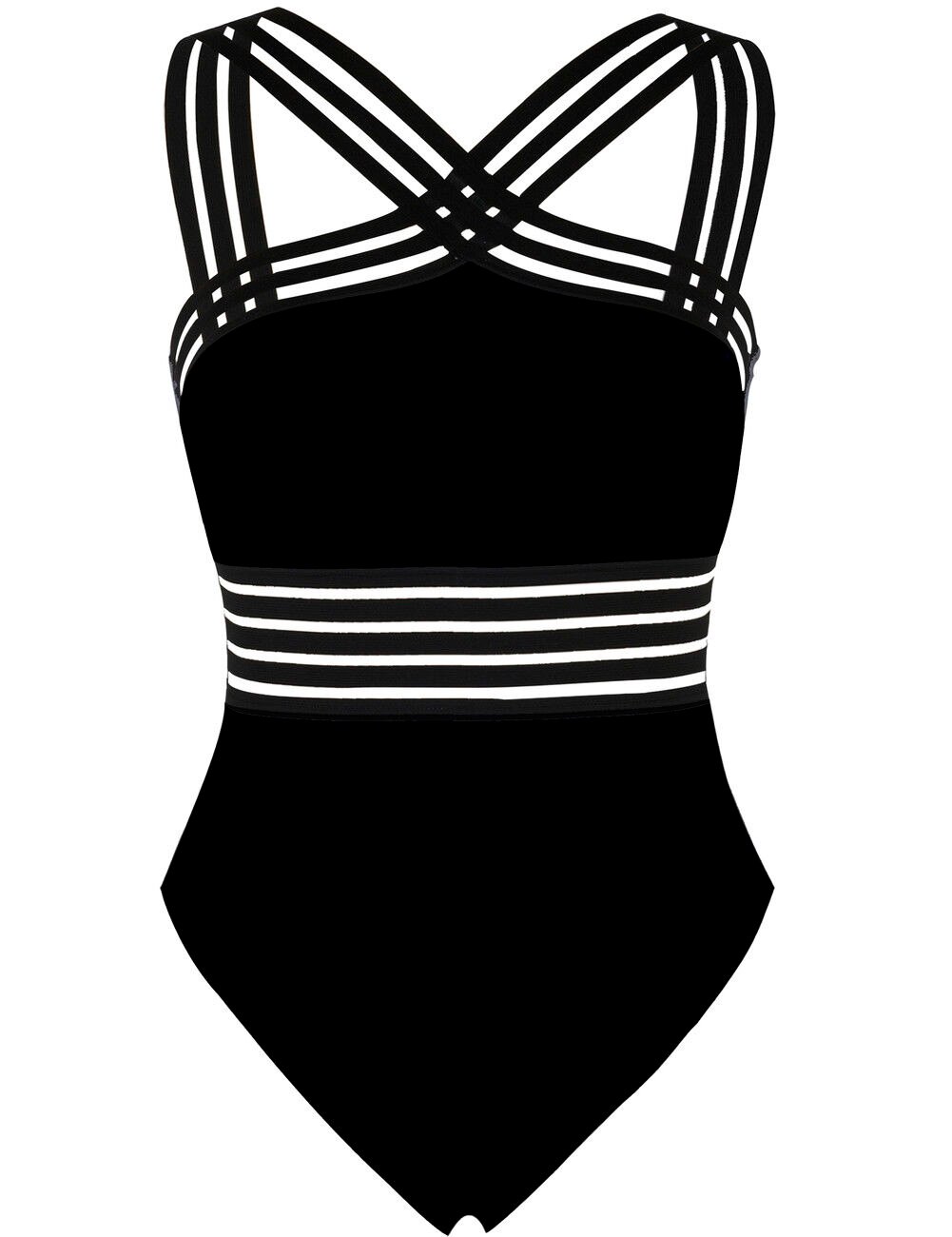 Womens One Piece Front Crossover Hollow Swimwear - Image 3