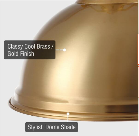 Belle 60-Watt 1-Light Cool Brass Modern Pendant Light with Cool Brass Shade - Image 2