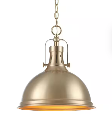 Belle 60-Watt 1-Light Cool Brass Modern Pendant Light with Cool Brass Shade - Image 3
