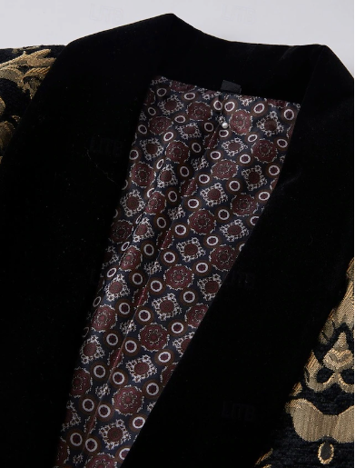 Black Men's Party Print Blazer - Image 5