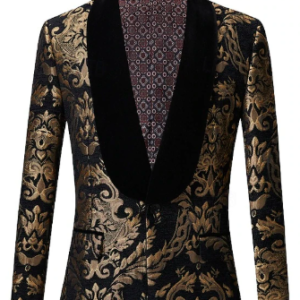 Black Men's Party Print Blazer