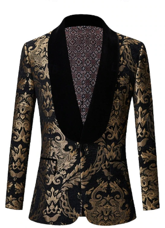 Black Men's Party Print Blazer