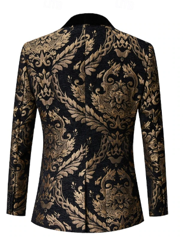 Black Men's Party Print Blazer - Image 2