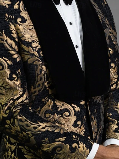 Black Men's Party Print Blazer - Image 3