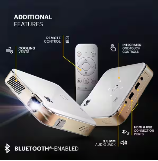 Luma 450 1920 x 1080 DLP Smart Portable Pico Projector with 200 Lumens - Image 3