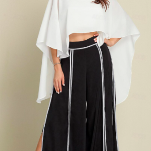 Satin Contrasting Binding Process Elegant Wide Leg Culottes