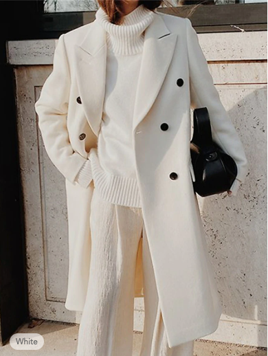 Women's Overcoat Long Double Breasted Lapel Trench Pea Coat