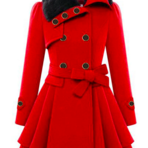 omen's Belted Double Breasted Dress Pea Coat