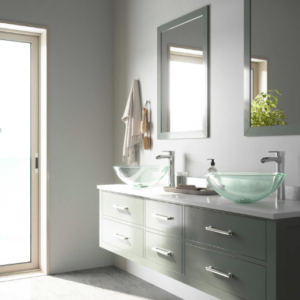 Vigo Crystalline Iridescent 17" Round Vessel Bathroom Sink with Chrome 1-Lever Niko Faucet and Drain