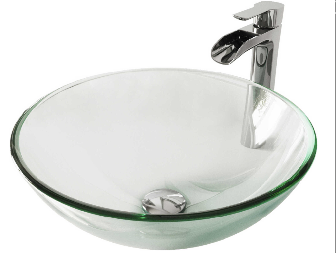 Vigo Crystalline Iridescent 17" Round Vessel Bathroom Sink with Chrome 1-Lever Niko Faucet and Drain - Image 4