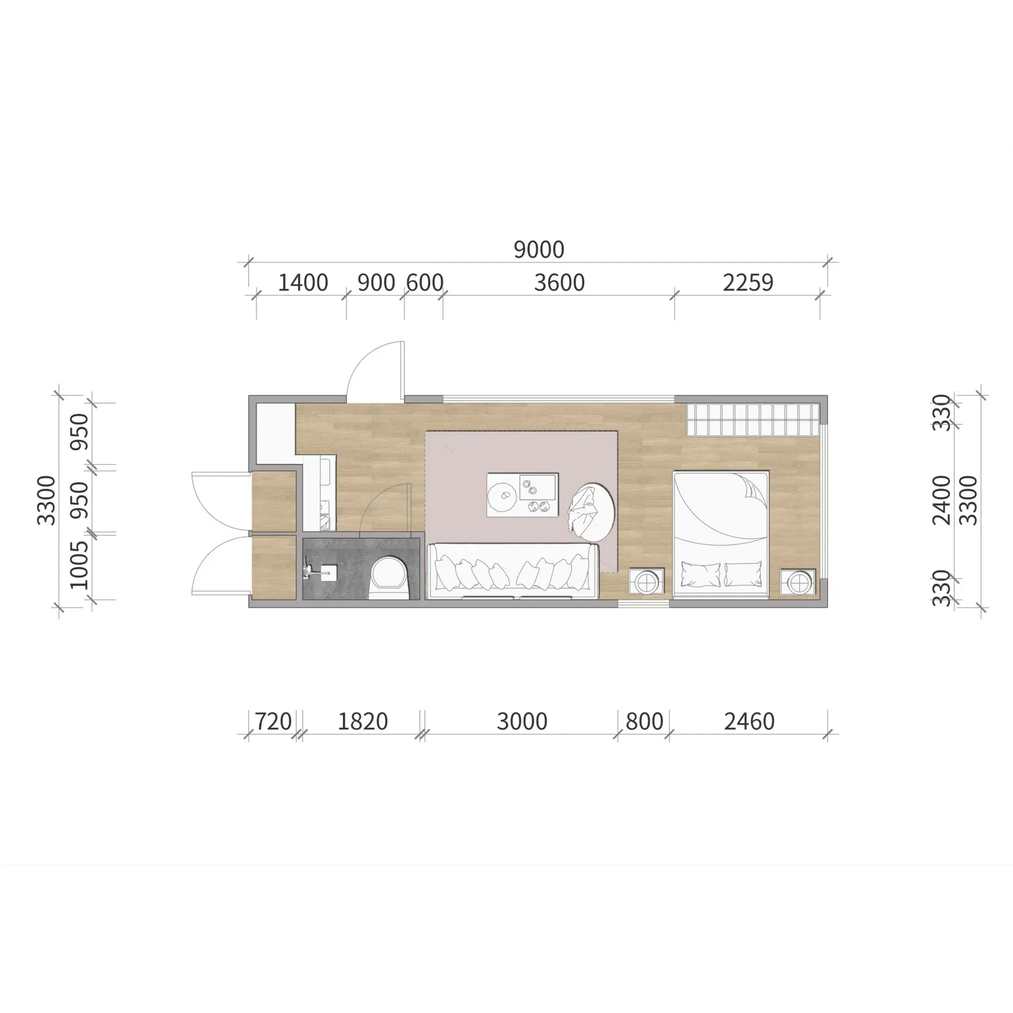 Two Story, 734 Sq Ft, 2 Bedroom, 110 Sq Ft Patio - Image 2
