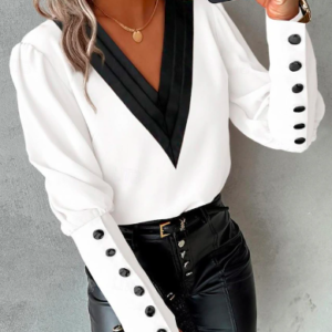 Women's Blouse Buttoned Pleated