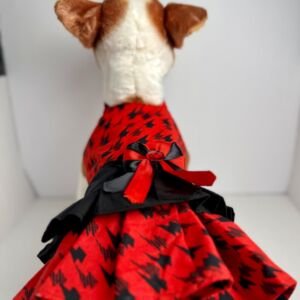 Handmade Cotton Small Dog Dress - Red & Black Party Outfit size small
