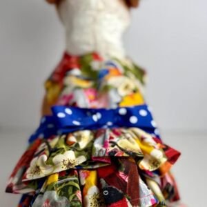 Handmade Cotton Small Dog Dress – Floral Bird Print Puppy Outfit