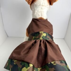 Handmade Cotton Puppy Dress - Brown Camo Outfit, Small Dog