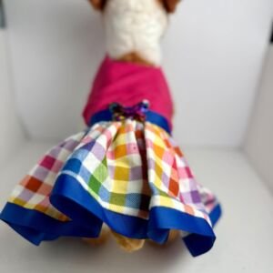 Handmade Cotton Small Dog Dress – Plaid Puppy Outfit